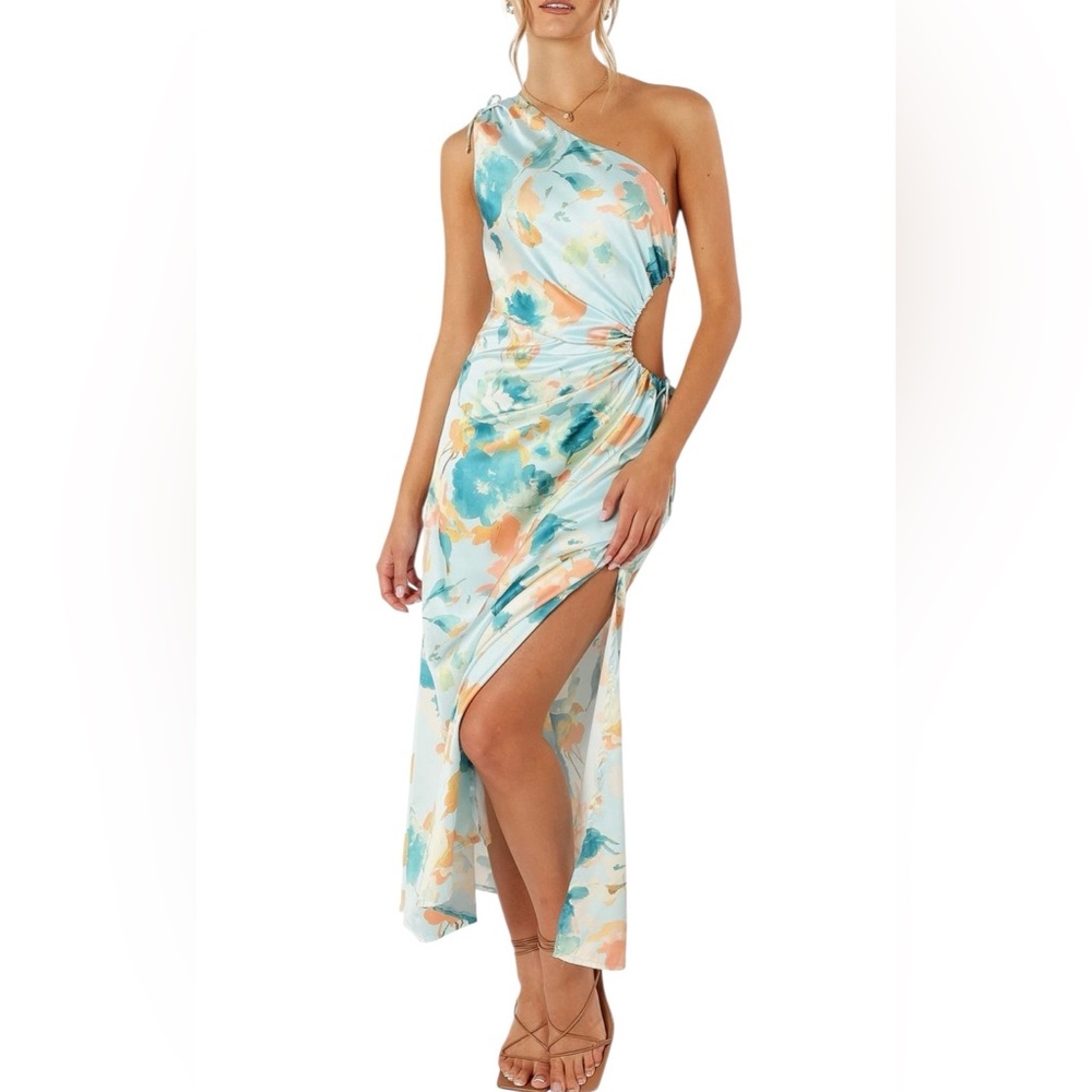 Petal & Pup Leighton Floral Print Asymmetric Cutout Dress